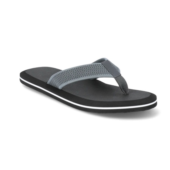 No Boundaries Men's Black & Dark Gray Flip Flops - Picture 2 of 6